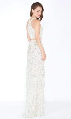 Formal Gowns Mac Duggal - 4617M Two-Piece High Halter Ruffle Tiered Gown