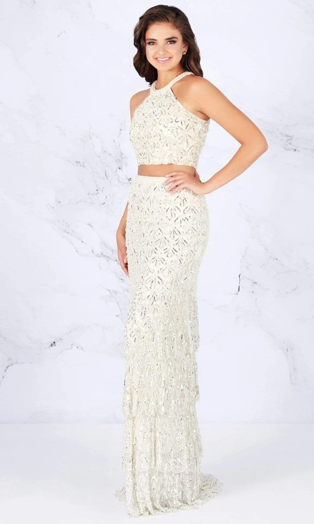 Formal Gowns Mac Duggal - 4617M Two-Piece High Halter Ruffle Tiered Gown 5 Formal Gowns Mac Duggal - 4617M Two-Piece High Halter Ruffle Tiered Gown