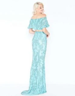 Mac Duggal - 4620M Two Piece Ruffle Beaded Sheath Gown Formal Gowns