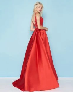 Formal Gowns Mac Duggal - 48630H Sleeveless Beaded V-Neck High Slit Ballgown