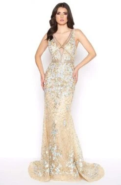 Mac Duggal - 50416D Sheer Floral Embroidered Sleeveless Gown