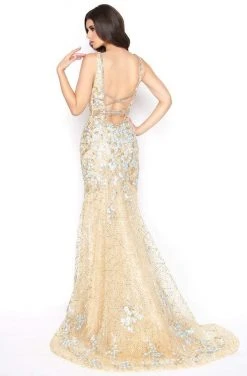 Mac Duggal - 50416D Sheer Floral Embroidered Sleeveless Gown