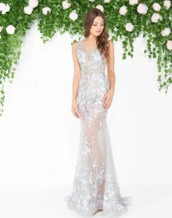 Mac Duggal - 50416D Sheer Floral Embroidered Sleeveless Gown 8 Mac Duggal - 50416D Sheer Floral Embroidered Sleeveless Gown