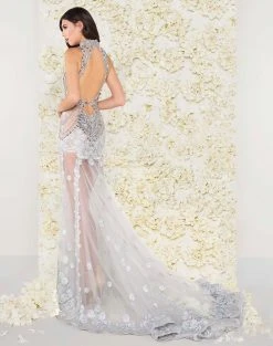 Formal Gowns Mac Duggal - 50426D Bejeweled High Neck Sheer Evening Gown 5 Formal Gowns Mac Duggal - 50426D Bejeweled High Neck Sheer Evening Gown