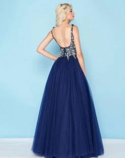 Mac Duggal - 50442H Sleeveless Floral Embroidered Tulle Ballgown Formal Gowns