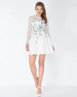 Mac Duggal - 50443R Lace Illusion Jewel A-line Dress Cocktail Dresses