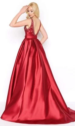 Formal Gowns Mac Duggal - 50509D Beaded Bateau Ballgown With Train