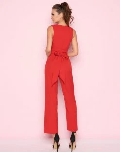 Plus Size Dresses Mac Duggal - 55203L Deep V-neck Jumpsuit