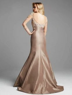 Mac Duggal - 62315 Illusion Quarter Sleeve Trumpet Gown Formal Gowns