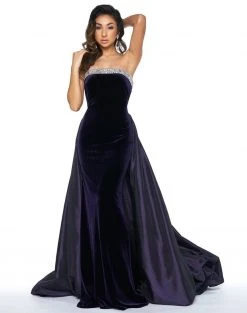 Formal Gowns Mac Duggal - 62572 Velvet Strapless Overskirt Evening Gown