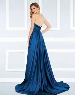 Mac Duggal - 62879R Strapless Glossy Draping Gown Formal Gowns