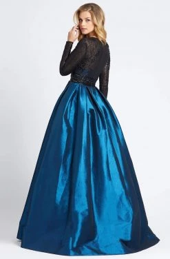 Mac Duggal - 62883D Long-Sleeved Beaded Lace Shiny Dress