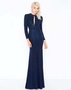 Mac Duggal - 62908M Long Sleeve Jewel Sheath Dress Formal Gowns