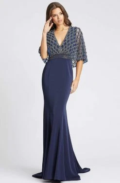 Mac Duggal - 62925R Embellished Deep V-neck Sheath Dress