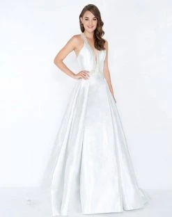 Mac Duggal - 62973M Plunging V-Neck Crystal Beaded A-Line Gown Formal Gowns