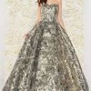 Mac Duggal - 66222D Floral Print Metallic Ballgown Formal Gowns 1 Mac Duggal - 66222D Floral Print Metallic Ballgown Formal Gowns