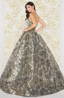 Mac Duggal - 66222D Floral Print Metallic Ballgown Formal Gowns