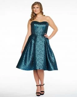 Mac Duggal - 66280F Metallic Sweetheart Pleated A-line Dress