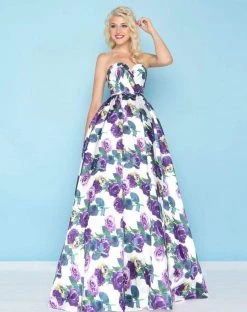 Mac Duggal - 66315H Strapless Floral Print A-Line Gown