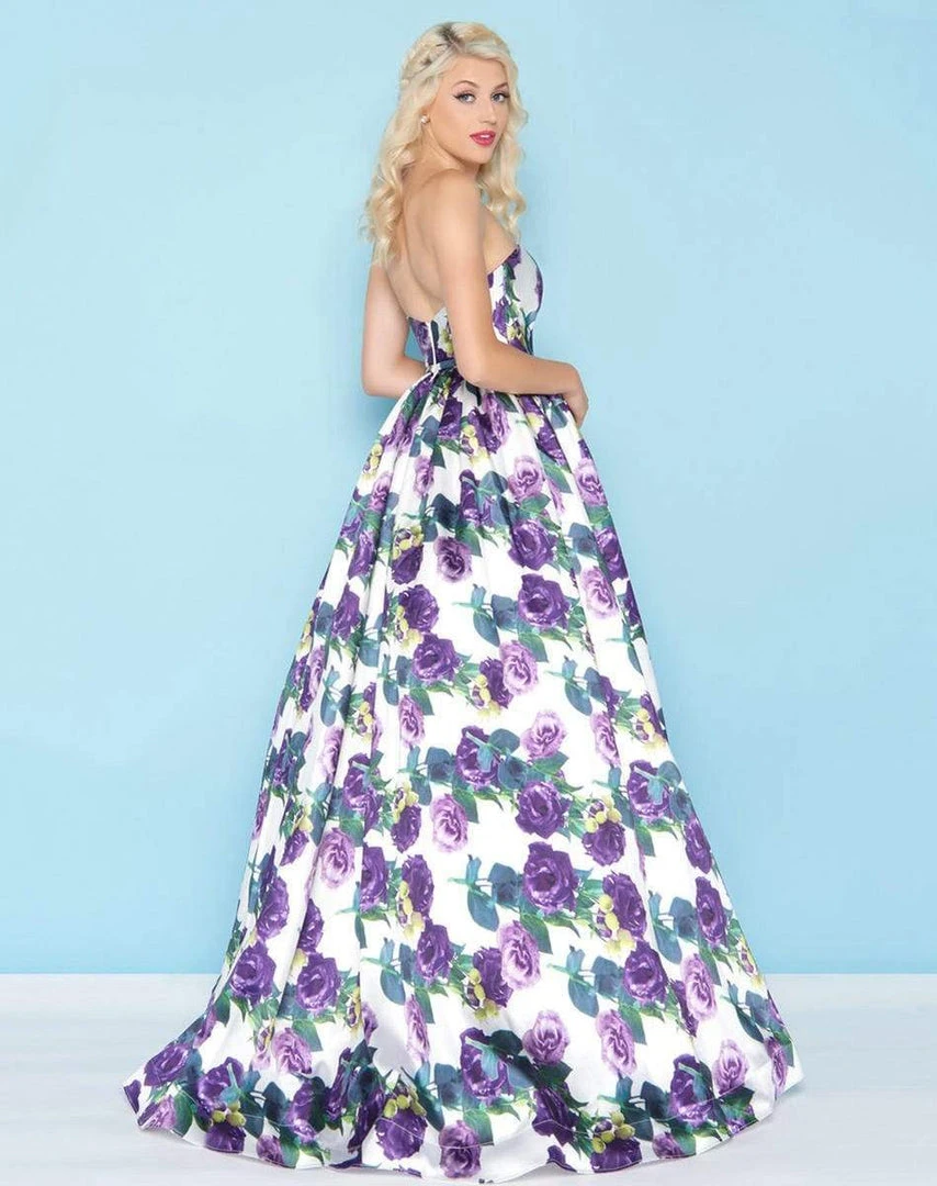 Mac Duggal - 66315H Strapless Floral Print A-Line Gown 4 Mac Duggal - 66315H Strapless Floral Print A-Line Gown