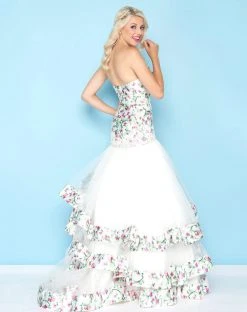 Mac Duggal - 66317H Strapless Floral Ruffled Mermaid Gown Formal Gowns