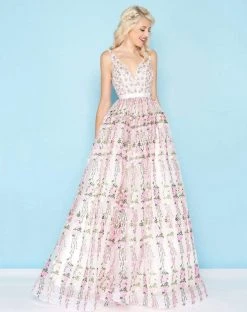 Formal Gowns Mac Duggal - 66319H Sleeveless V-Neck Embellished Open Back Gown