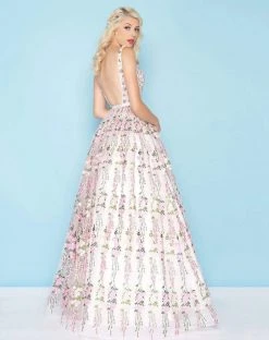 Formal Gowns Mac Duggal - 66319H Sleeveless V-Neck Embellished Open Back Gown