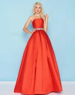 Mac Duggal - 66326H Strapless Bejeweled Waist Mikado Ballgown Formal Gowns