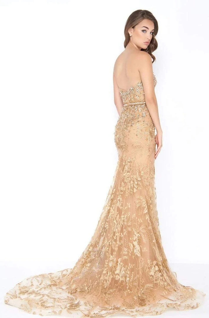 Mac Duggal - 66547M Strapless Shimmering Lace Gown Formal Gowns 4 Mac Duggal - 66547M Strapless Shimmering Lace Gown Formal Gowns