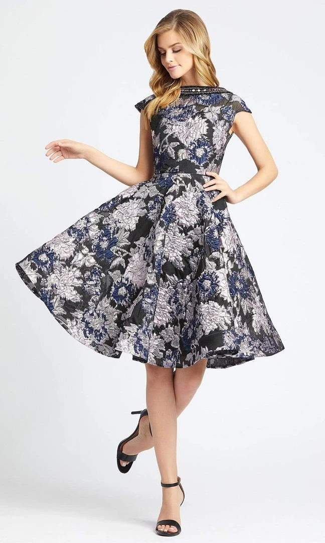 Mac Duggal - 66750D Floral Detailed Bateau A-line Dress Prom Dresses 5 Mac Duggal - 66750D Floral Detailed Bateau A-line Dress Prom Dresses