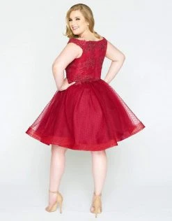 Mac Duggal - 67608F Embroidered Lace Off-Shoulder Tulle A-line Dress Cocktail Dresses