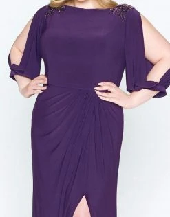 Formal Gowns Mac Duggal - 67609F Bead Embroidered Bateau Sheath Dress With Train