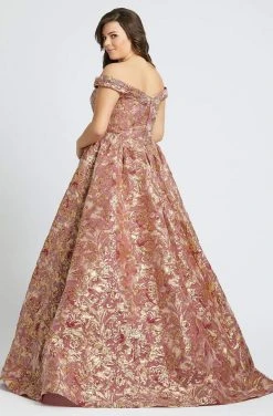 Formal Gowns Mac Duggal - 67613F Floral Printed Off-Shoulder Ballgown With Train