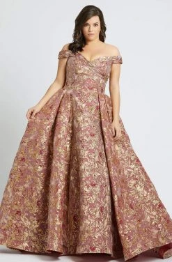 Formal Gowns Mac Duggal - 67613F Floral Printed Off-Shoulder Ballgown With Train