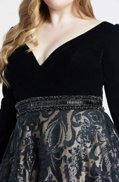 Formal Gowns Mac Duggal - 67614F Velvet Long Sleeve Sequined Ballgown 7 Formal Gowns Mac Duggal - 67614F Velvet Long Sleeve Sequined Ballgown