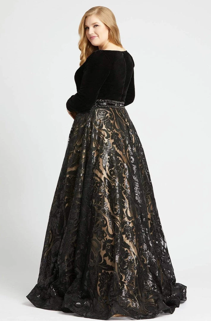 Formal Gowns Mac Duggal - 67614F Velvet Long Sleeve Sequined Ballgown 4 Formal Gowns Mac Duggal - 67614F Velvet Long Sleeve Sequined Ballgown