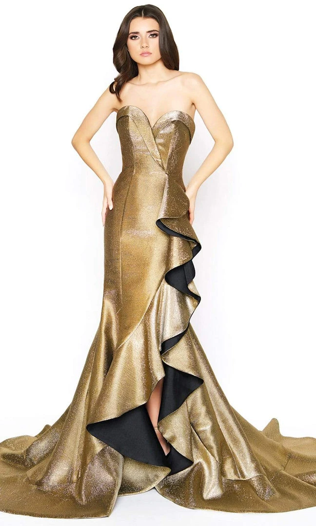 Formal Gowns Mac Duggal - 67662D Metallic Strapless Ruffled Trumpet Dress 3 Formal Gowns Mac Duggal - 67662D Metallic Strapless Ruffled Trumpet Dress