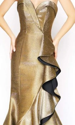 Formal Gowns Mac Duggal - 67662D Metallic Strapless Ruffled Trumpet Dress 10 Formal Gowns Mac Duggal - 67662D Metallic Strapless Ruffled Trumpet Dress