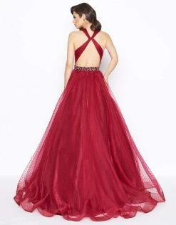 Mac Duggal - 67663R Polka Dot Tulle Halter Style Evening Gown