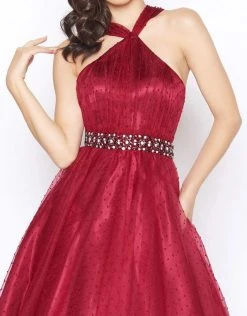 Mac Duggal - 67663R Polka Dot Tulle Halter Style Evening Gown