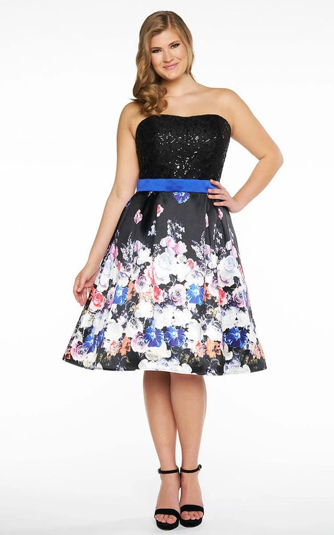 Mac Duggal - 77303F Floral Print Strapless Cocktail Dress 3 Mac Duggal - 77303F Floral Print Strapless Cocktail Dress