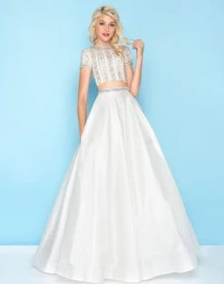 Mac Duggal - 77329H Two-Piece Short Sleeves Beaded Ballgown