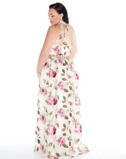 Formal Gowns Mac Duggal - 77354F High Neck Floral Embellished Gown