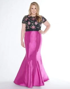 Formal Gowns Mac Duggal - 77356F Floral Print Cap Sleeves Mermaid Gown