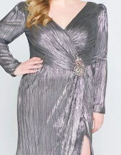 Mac Duggal - 77472F Beaded Pleated Metallic V-neck Sheath Dress Formal Gowns 7 Mac Duggal - 77472F Beaded Pleated Metallic V-neck Sheath Dress Formal Gowns