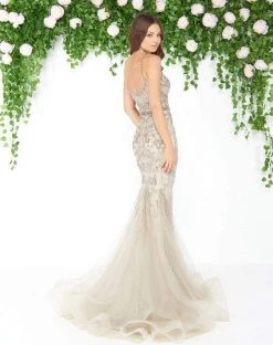 Mac Duggal - 79180D Slim Straps Beaded Mermaid Gown