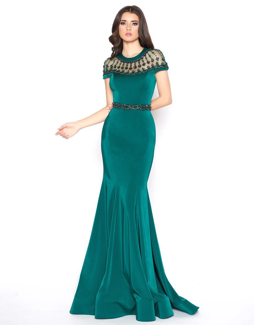 Mac Duggal - 79201D Beaded Jewel Neck Trumpet Dress With Train Formal Gowns 3 Mac Duggal - 79201D Beaded Jewel Neck Trumpet Dress With Train Formal Gowns