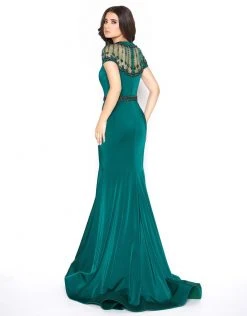 Mac Duggal - 79201D Beaded Jewel Neck Trumpet Dress With Train Formal Gowns 6 Mac Duggal - 79201D Beaded Jewel Neck Trumpet Dress With Train Formal Gowns