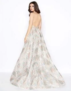 Mac Duggal - 79204D Halter Straps Evening Gown With Overlay Formal Gowns