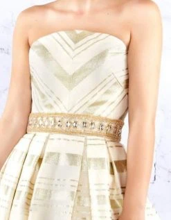 Mac Duggal Ballgowns - 40883H Straight-Across Gilt-Striped Ballgown 7 Mac Duggal Ballgowns - 40883H Straight-Across Gilt-Striped Ballgown